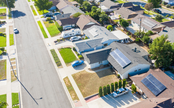 Neighborhood with Solar Panels